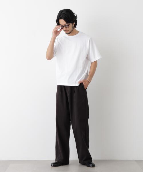 NANO universe(ナノユニバース)の「微起毛クロップドTシャツ 半袖(Tシャツ/カットソー・メンズ・スミクロ/ホワイト/カーキ・M/L/S)」の9枚目の写真