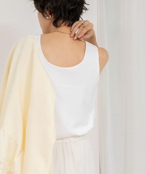 NOLLEY’S(ノーリーズ)の「ウォッシャブルサテン×ベア天両前タンクトップ(タンクトップ・レディース・ブラック/ホワイト・38/40/42/36)」の4枚目の写真