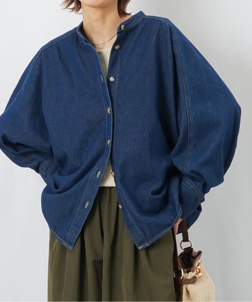 LUCA/LADY LUCK LUCA(ルカ/レディラックルカ)の「LC/LLL コクーンドルマンチュニック/デニムオーバーシャツ(シャツ/ブラウス・レディース・ブルー/ブラック・FREE)」の1枚目の写真