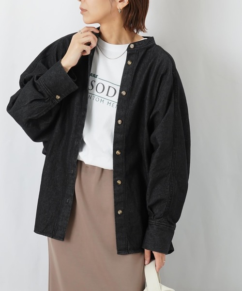 LUCA/LADY LUCK LUCA(ルカ/レディラックルカ)の「LC/LLL コクーンドルマンチュニック/デニムオーバーシャツ(シャツ/ブラウス・レディース・ブルー/ブラック・FREE)」の2枚目の写真