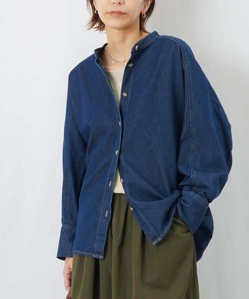 LUCA/LADY LUCK LUCA(ルカ/レディラックルカ)の「LC/LLL コクーンドルマンチュニック/デニムオーバーシャツ(シャツ/ブラウス・レディース・ブルー/ブラック・FREE)」の3枚目の写真