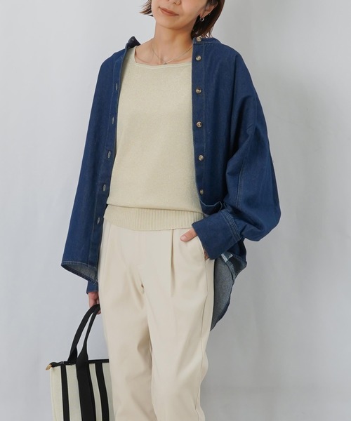 LUCA/LADY LUCK LUCA(ルカ/レディラックルカ)の「LC/LLL コクーンドルマンチュニック/デニムオーバーシャツ(シャツ/ブラウス・レディース・ブルー/ブラック・FREE)」の21枚目の写真