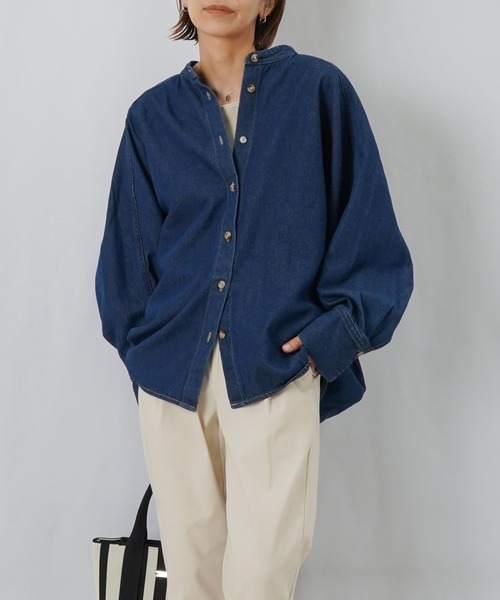 LUCA/LADY LUCK LUCA(ルカ/レディラックルカ)の「LC/LLL コクーンドルマンチュニック/デニムオーバーシャツ(シャツ/ブラウス・レディース・ブルー/ブラック・FREE)」の11枚目の写真