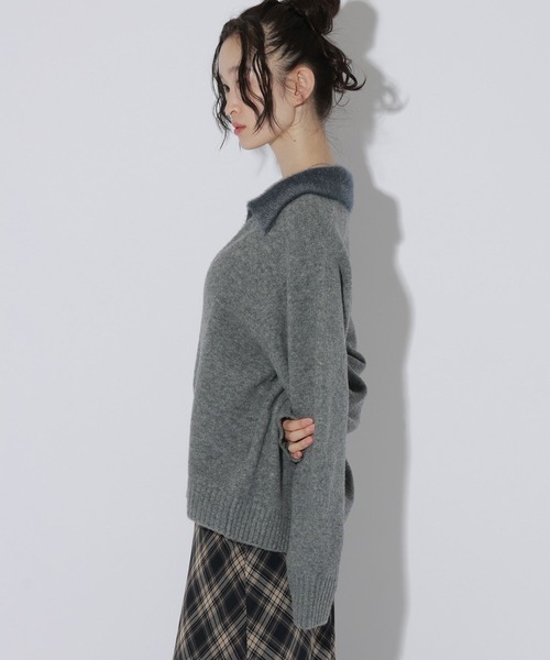 LAKOLE（ラコレ）の「バイカラースキッパーニットプルオーバー / 855388（ニット/セーター・レディース・アイボリー/グレー/ブラウン・FREE）」の7枚目の写真
