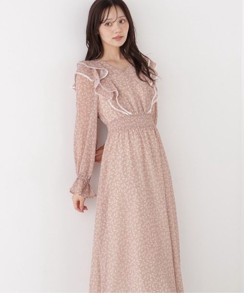PROPORTION BODY DRESSING（プロポーションボディドレッシング）の「パイピングラッフルワンピース / 1216240008（ワンピース・レディース・ブラウン/ピンク・P/S/MEDIUM）」の2枚目の写真