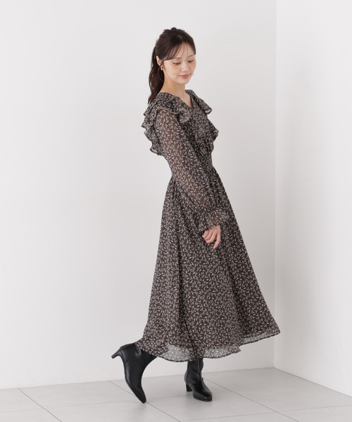 PROPORTION BODY DRESSING（プロポーションボディドレッシング）の「パイピングラッフルワンピース / 1216240008（ワンピース・レディース・ブラウン/ピンク・P/S/MEDIUM）」の5枚目の写真