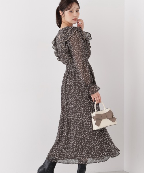 PROPORTION BODY DRESSING（プロポーションボディドレッシング）の「パイピングラッフルワンピース / 1216240008（ワンピース・レディース・ブラウン/ピンク・P/S/MEDIUM）」の4枚目の写真