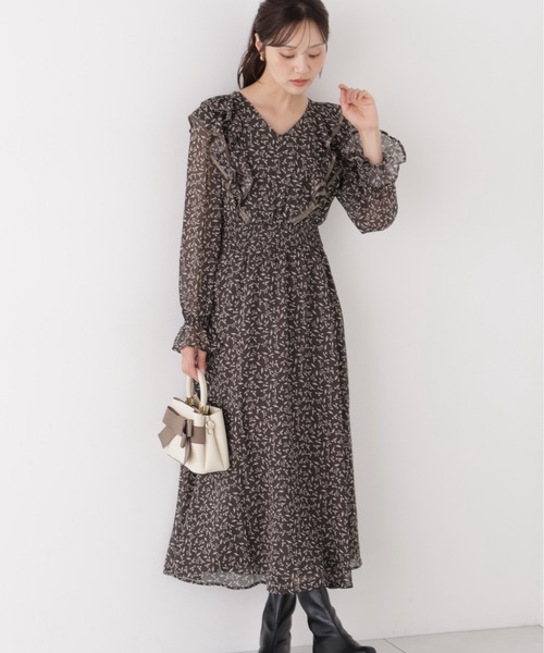 PROPORTION BODY DRESSING（プロポーションボディドレッシング）の「パイピングラッフルワンピース / 1216240008（ワンピース・レディース・ブラウン/ピンク・P/S/MEDIUM）」の3枚目の写真