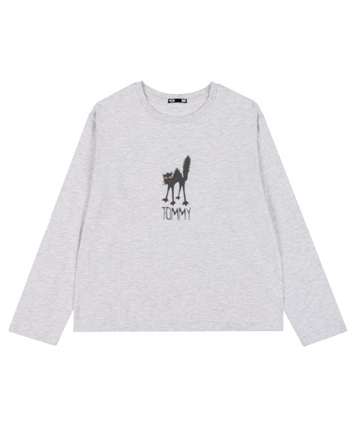 ERTR(イーアールティーアール)の「TOMMY CAT 長袖Tシャツ メランジホワイト(Tシャツ/カットソー・レディース・その他・MEDIUM/LARGE)」の1枚目の写真