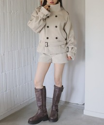 フェイクウールハイウエストショートパンツ