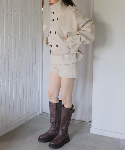 Mili affinity（ミリアフィニティー）の「フェイクウールハイウエストショートパンツ（その他パンツ・レディース・チャコールグレー/ライトベージュ/ネイビー/ブルー・FREE）」の13枚目の写真