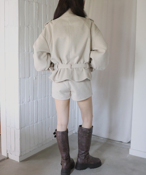 Mili affinity（ミリアフィニティー）の「フェイクウールハイウエストショートパンツ（その他パンツ・レディース・チャコールグレー/ライトベージュ/ネイビー/ブルー・FREE）」の14枚目の写真