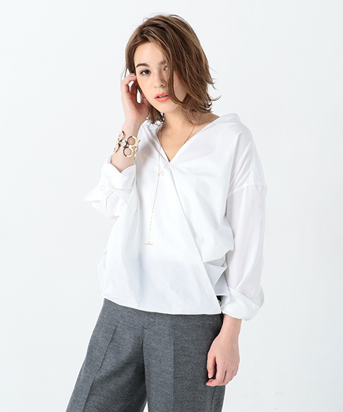 ESTNATION（エストネーション）の「ESTNATION カシュクールシャツ（シャツ/ブラウス・レディース・ホワイト/ブルー系その他/ライトブルー・38/36）」の16枚目の写真