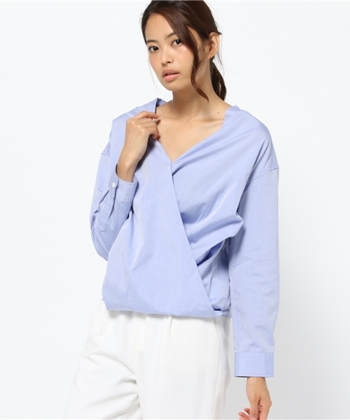 ESTNATION（エストネーション）の「ESTNATION カシュクールシャツ（シャツ/ブラウス・レディース・ホワイト/ブルー系その他/ライトブルー・38/36）」の20枚目の写真