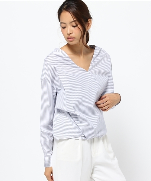 ESTNATION（エストネーション）の「ESTNATION カシュクールシャツ（シャツ/ブラウス・レディース・ホワイト/ブルー系その他/ライトブルー・38/36）」の21枚目の写真