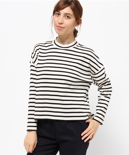 earth music&ecology（アースミュージックアンドエコロジー）の「【2016Autumn】《ハイハイハイネック》ボーダーショートカットプルオーバー（Tシャツ/カットソー・レディース・アイボリー/カーキ/ボルドー・FREE）」の12枚目の写真