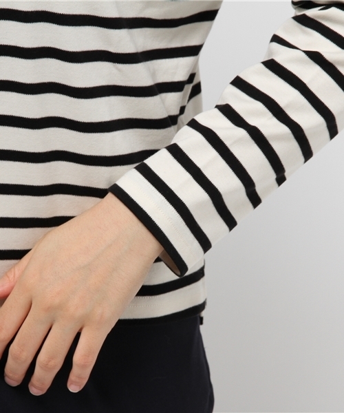 earth music&ecology（アースミュージックアンドエコロジー）の「【2016Autumn】《ハイハイハイネック》ボーダーショートカットプルオーバー（Tシャツ/カットソー・レディース・アイボリー/カーキ/ボルドー・FREE）」の8枚目の写真