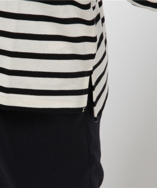 earth music&ecology（アースミュージックアンドエコロジー）の「【2016Autumn】《ハイハイハイネック》ボーダーショートカットプルオーバー（Tシャツ/カットソー・レディース・アイボリー/カーキ/ボルドー・FREE）」の9枚目の写真