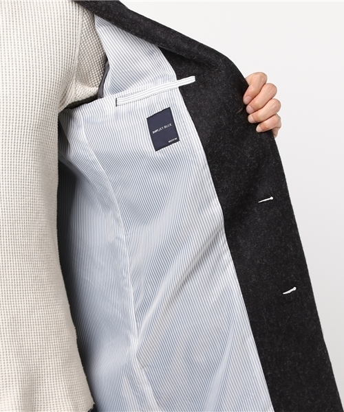 SHIPS JET BLUE（シップスジェットブルー）の「SHIPS JET BLUE: ノーカラー チェスターコート■（チェスターコート・メンズ・ブラック/ライトグレー/グリーン/ダークグリーン/ダークグレー・MEDIUM/SMALL/LARGE）」の8枚目の写真