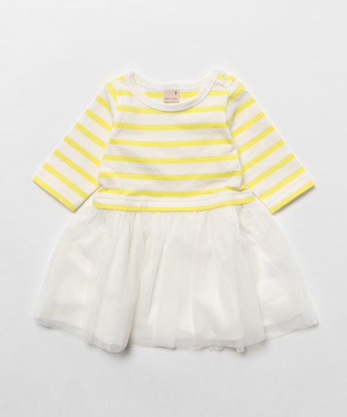 Petit Main プティマイン の 長袖ボーダー切り替えワンピース ワンピース Wear