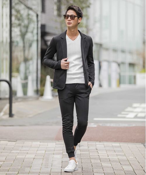 A.S.M（エーエスエム）の「ポンチジャ－ジ／スキニ－リブイ－ジ－パンツ（その他パンツ・メンズ・ブラック/杢グレー・50/48/52）」の5枚目の写真