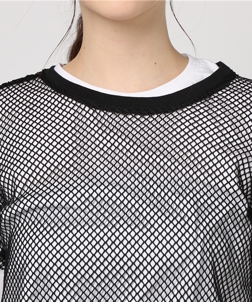 DAMMY(ダミー)の「DAMMY/メッシュレイヤードロングTシャツ(Tシャツ/カットソー・レディース・イエロー/ホワイト/ブルー・FREE)」の7枚目の写真