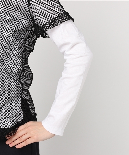 DAMMY(ダミー)の「DAMMY/メッシュレイヤードロングTシャツ(Tシャツ/カットソー・レディース・イエロー/ホワイト/ブルー・FREE)」の8枚目の写真