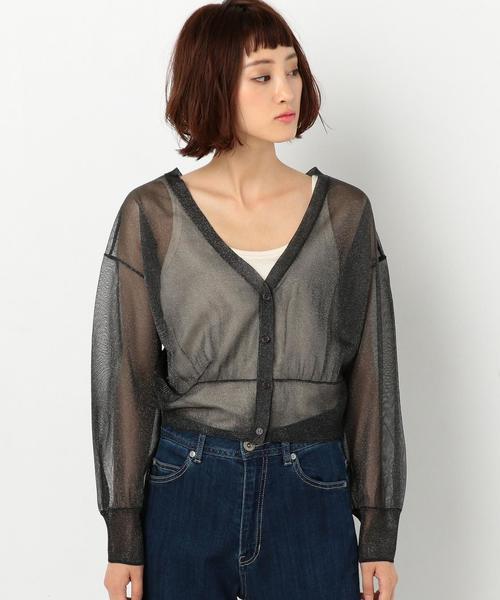 Another Edition（アナザーエディション）の「シースルーショートカーディガン ◆（カーディガン/ボレロ・レディース・オフホワイト/ブラック/ワインレッド・FREE）」の3枚目の写真