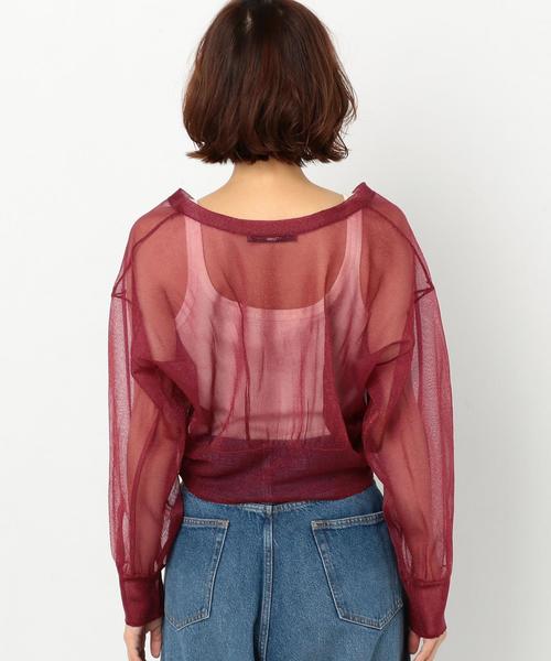 Another Edition（アナザーエディション）の「シースルーショートカーディガン ◆（カーディガン/ボレロ・レディース・オフホワイト/ブラック/ワインレッド・FREE）」の4枚目の写真