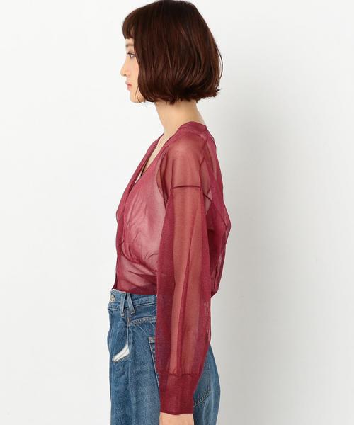 Another Edition（アナザーエディション）の「シースルーショートカーディガン ◆（カーディガン/ボレロ・レディース・オフホワイト/ブラック/ワインレッド・FREE）」の6枚目の写真