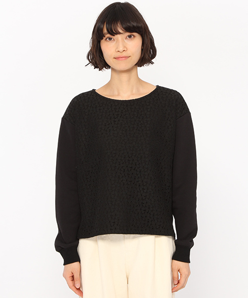 LAKOLE(ラコレ)の「レースフロントスウェット / LAKOLE(Tシャツ/カットソー・レディース・オフホワイト/ブラック・MEDIUM/SMALL)」の8枚目の写真