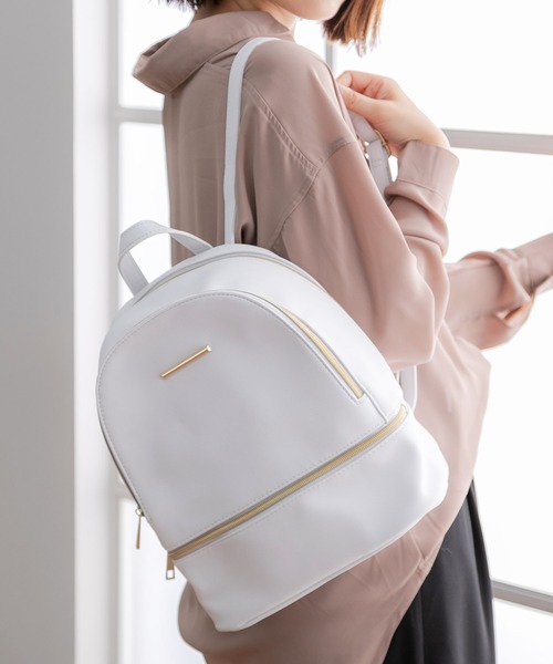 夢展望(ユメテンボウ)の「ラウンドフェイクレザーリュックバッグ(バックパック/リュック)」|ホワイト