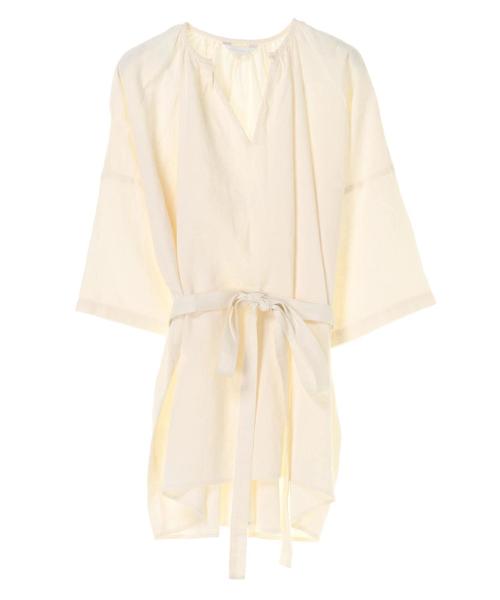 AMERICAN HOLIC（アメリカンホリック）の「・スキッパー5分袖リボン付ブラウス（シャツ/ブラウス・レディース・オフホワイト/チャコールグレー/グレイッシュベージュ/ストライプ・FREE）」の6枚目の写真