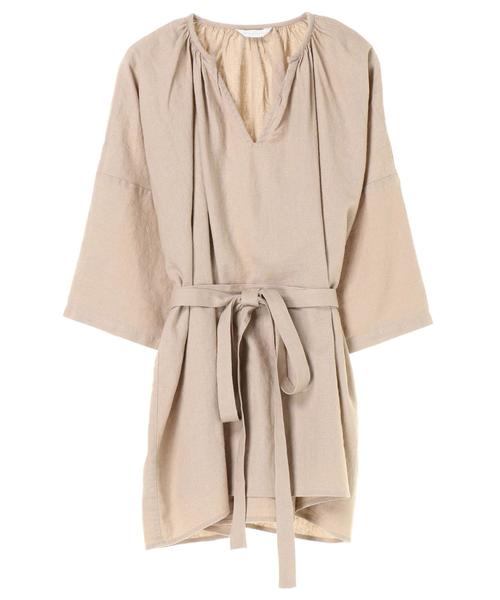 AMERICAN HOLIC（アメリカンホリック）の「・スキッパー5分袖リボン付ブラウス（シャツ/ブラウス・レディース・オフホワイト/チャコールグレー/グレイッシュベージュ/ストライプ・FREE）」の7枚目の写真