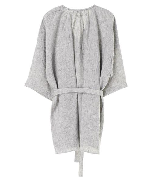 AMERICAN HOLIC（アメリカンホリック）の「・スキッパー5分袖リボン付ブラウス（シャツ/ブラウス・レディース・オフホワイト/チャコールグレー/グレイッシュベージュ/ストライプ・FREE）」の8枚目の写真