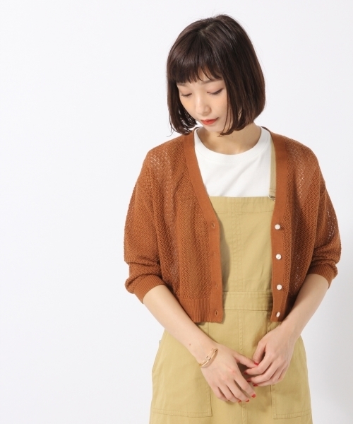 LOWRYS FARM（ローリーズファーム）の「１２Ｇスカットカーデ／７Ｓ  795299（カーディガン/ボレロ・レディース・ホワイト/ブラック/ブラウン・MEDIUM/LARGE）」の3枚目の写真