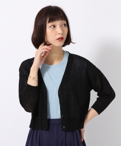 LOWRYS FARM（ローリーズファーム）の「１２Ｇスカットカーデ／７Ｓ  795299（カーディガン/ボレロ・レディース・ホワイト/ブラック/ブラウン・MEDIUM/LARGE）」の2枚目の写真