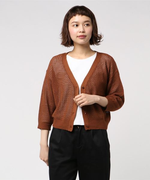 LOWRYS FARM（ローリーズファーム）の「１２Ｇスカットカーデ／７Ｓ  795299（カーディガン/ボレロ・レディース・ホワイト/ブラック/ブラウン・MEDIUM/LARGE）」の8枚目の写真