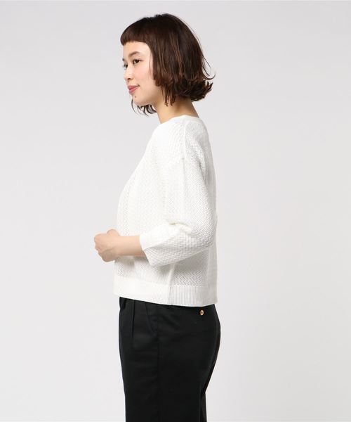 LOWRYS FARM（ローリーズファーム）の「１２Ｇスカットカーデ／７Ｓ  795299（カーディガン/ボレロ・レディース・ホワイト/ブラック/ブラウン・MEDIUM/LARGE）」の4枚目の写真