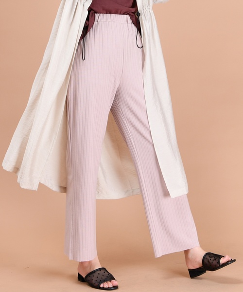 natural couture（ナチュラルクチュール）の「ワイドリブパンツ（その他パンツ・レディース・ブラック/ベージュ/アイボリー/ピンクベージュ・FREE）」の4枚目の写真