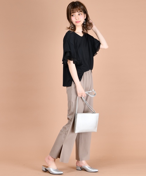 natural couture（ナチュラルクチュール）の「ワイドリブパンツ（その他パンツ・レディース・ブラック/ベージュ/アイボリー/ピンクベージュ・FREE）」の10枚目の写真