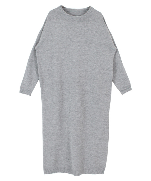 titivate（ティティベイト）の「クルーネックロングニットワンピース（ワンピース・レディース・ブラック/ネイビー/カーキ/杢グレー/ブラウン・FREE）」の9枚目の写真