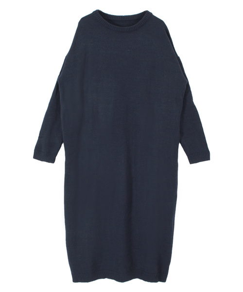 titivate（ティティベイト）の「クルーネックロングニットワンピース（ワンピース・レディース・ブラック/ネイビー/カーキ/杢グレー/ブラウン・FREE）」の10枚目の写真