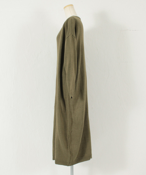 titivate（ティティベイト）の「クルーネックロングニットワンピース（ワンピース・レディース・ブラック/ネイビー/カーキ/杢グレー/ブラウン・FREE）」の13枚目の写真