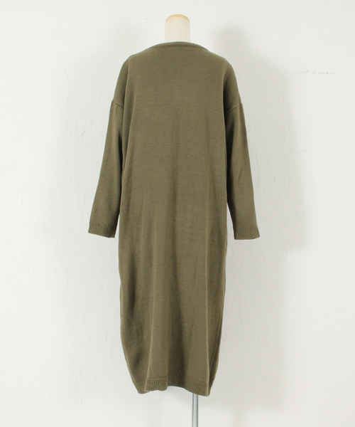 titivate（ティティベイト）の「クルーネックロングニットワンピース（ワンピース・レディース・ブラック/ネイビー/カーキ/杢グレー/ブラウン・FREE）」の14枚目の写真