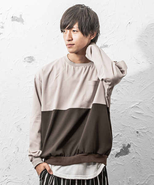 MinoriTY(マイノリティ)の「クルーネック配色プルオーバー(Tシャツ/カットソー・メンズ・ブラック/カーキ/ブラウン/ネイビー・M/L)」の3枚目の写真