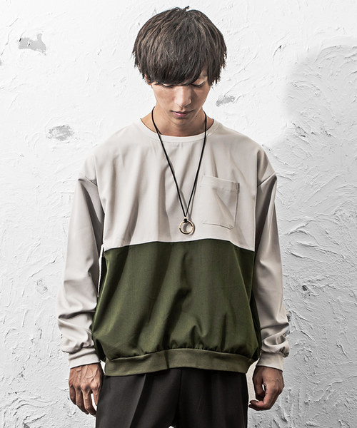 MinoriTY(マイノリティ)の「クルーネック配色プルオーバー(Tシャツ/カットソー・メンズ・ブラック/カーキ/ブラウン/ネイビー・M/L)」の4枚目の写真
