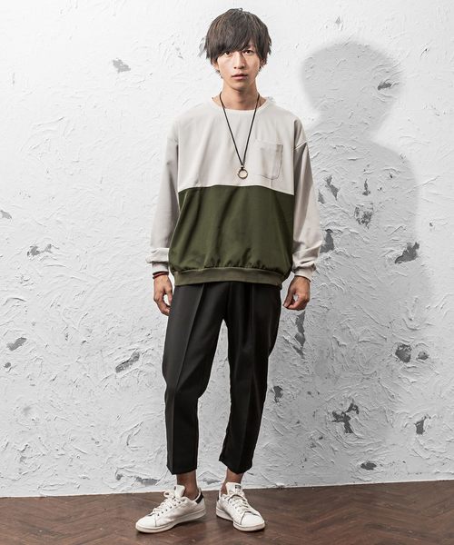 MinoriTY(マイノリティ)の「クルーネック配色プルオーバー(Tシャツ/カットソー・メンズ・ブラック/カーキ/ブラウン/ネイビー・M/L)」の16枚目の写真