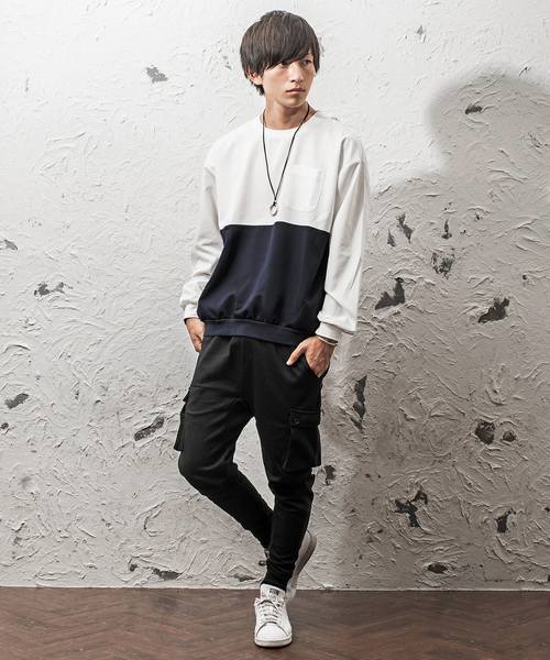 MinoriTY(マイノリティ)の「クルーネック配色プルオーバー(Tシャツ/カットソー・メンズ・ブラック/カーキ/ブラウン/ネイビー・M/L)」の5枚目の写真
