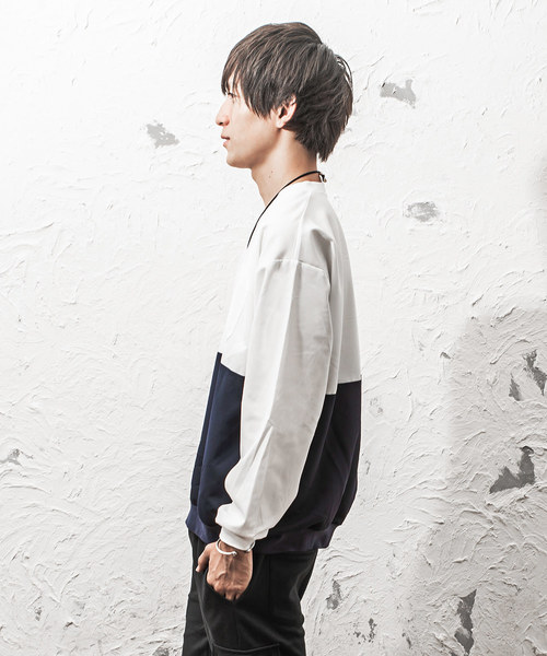 MinoriTY(マイノリティ)の「クルーネック配色プルオーバー(Tシャツ/カットソー・メンズ・ブラック/カーキ/ブラウン/ネイビー・M/L)」の14枚目の写真